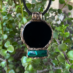 Empath Protection Amulet Necklace with Obsidian and Malachite