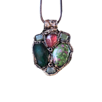 Ruby Zoisite, Jade & Cherry Quartz Pendant Necklace – Crystal Amulet