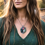 Ruby Zoisite, Jade & Cherry Quartz Pendant Necklace – Crystal Amulet