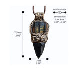 Tiger’s Eye and Obsidian arrow pendant necklace, protective healing crystal amulet.
