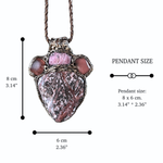 Leopard Skin Jasper, Raw Ruby & Cherry Quartz Large Stone Pendant Necklace