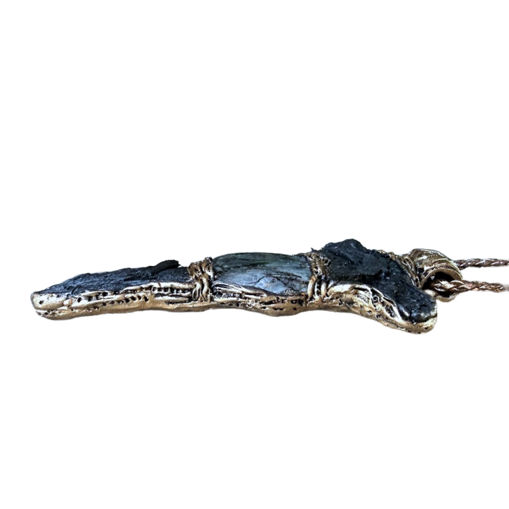Black Kyanite and Tourmaline Quartz pendant necklace with natural raw black crystals, handcrafted empath protection crystal amulet.