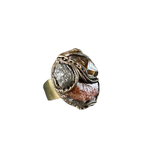 Citrine, Pyrite & Sunstone Statement Ring – Raw Crystal Gemstone Ring