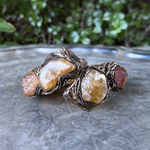 Citrine and Pyrite Chunky Bracelet - Statement Gemstone Cuff