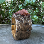 Aragonite, Citrine and Carnelian wide cuff bracelet, raw crystal statement jewelry.