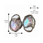 Abalone Shell Statement Clip On Earrings - Mismatched Modern Jewelry