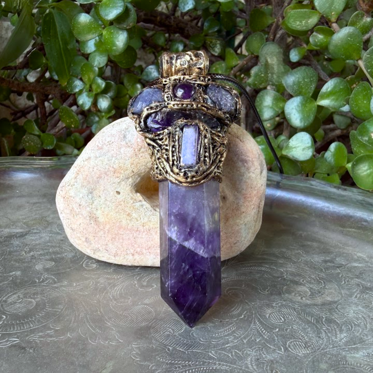 Amethyst & Tanzanite Pendant Necklace – Spiritual Healing Crystal Amulet