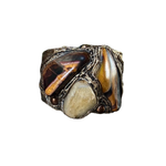 Tiger Eye and Citrine Wide Cuff Bracelet: Chunky Stone Jewelry