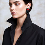 Black Onyx and Red Coral Large Stud Earrings