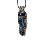Black Tourmaline & Amethyst Pendant Necklace - Empath Protection Crystal Amulet.