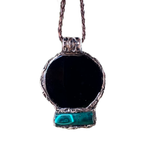 Empath Protection Amulet Necklace with Obsidian and Malachite