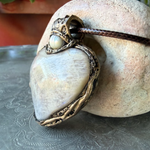 Moonstone and Pearl heart pendant necklace with luminous natural gemstones, handcrafted large one-of-a-kind crystal amulet.