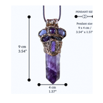 Amethyst & Tanzanite Pendant Necklace – Spiritual Healing Crystal Amulet