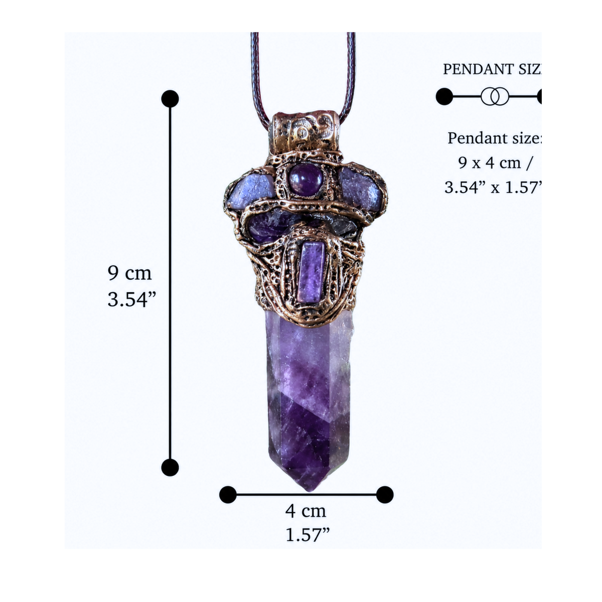 Amethyst & Tanzanite Pendant Necklace – Spiritual Healing Crystal Amulet
