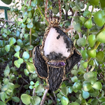Black Kyanite & Tourmaline Quartz pendant necklace with natural raw crystals. A one-of-a-kind empath protection amulet for grounding and clarity.