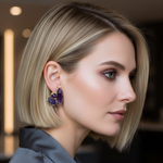 Amethyst Crystal Stud Earrings – Purple Gemstone Statement Earrings