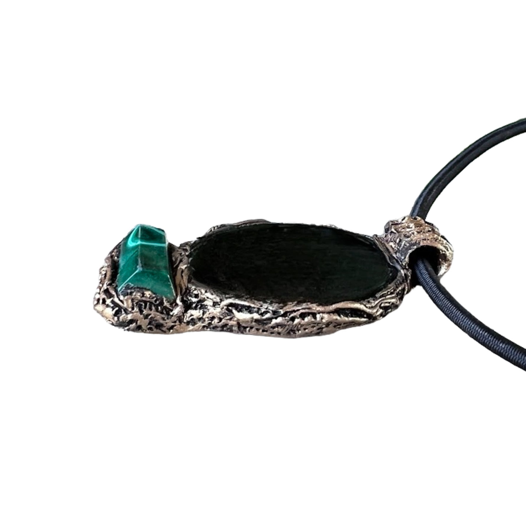 Empath Protection Amulet Necklace with Obsidian and Malachite
