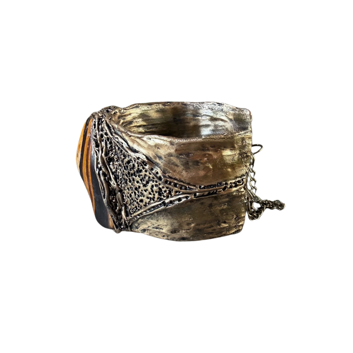 Tiger Eye and Citrine Wide Cuff Bracelet: Chunky Stone Jewelry