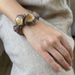Citrine and Pyrite Chunky Bracelet - Statement Gemstone Cuff