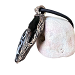 Large black Obsidian and Septarian stone pendant necklace, bold empath protection crystal amulet.