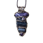 Black Tourmaline & Amethyst Pendant Necklace - Empath Protection Crystal Amulet.