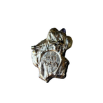 Sculptural woman profile brooch with natural Baroque Pearl, Czech crystals and antique gold details, handcrafted one-of-a-kind statement pin.
