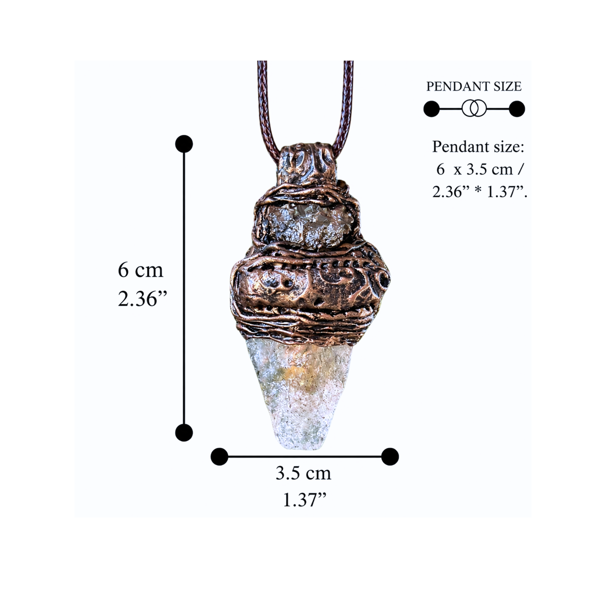 Citrine and Pyrite Crystal Pendant - Abundance Amulet Necklace.