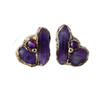 Amethyst Crystal Stud Earrings – Purple Gemstone Statement Earrings
