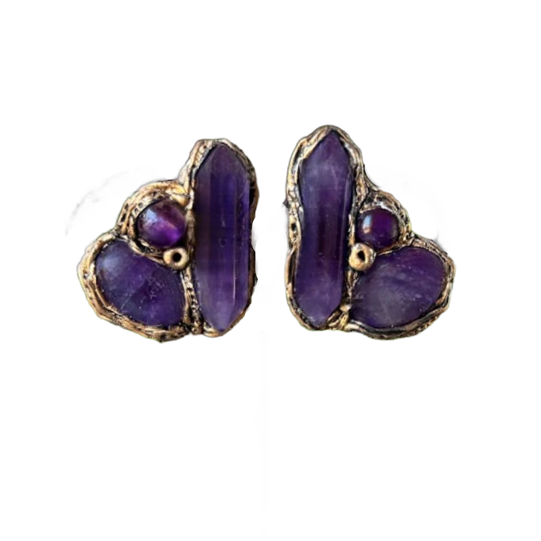 Amethyst Crystal Stud Earrings – Purple Gemstone Statement Earrings