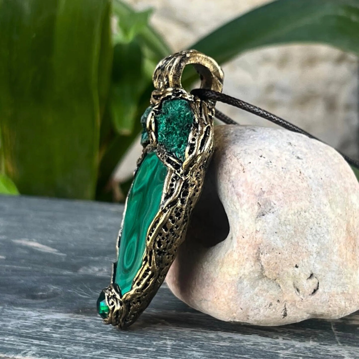 Malachite Green Protection Necklace - Unique Birthday Gift for Her