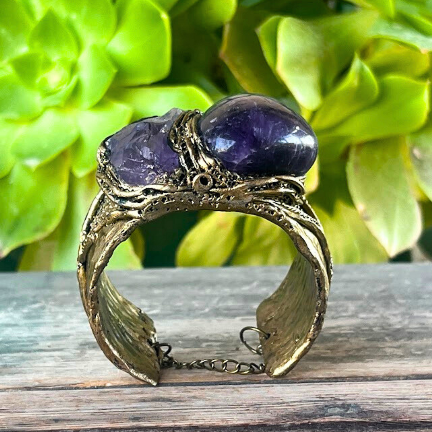 Chunky Amethyst Ring - Statement Raw Crystal Cocktail Ring - Unique Gift for Her