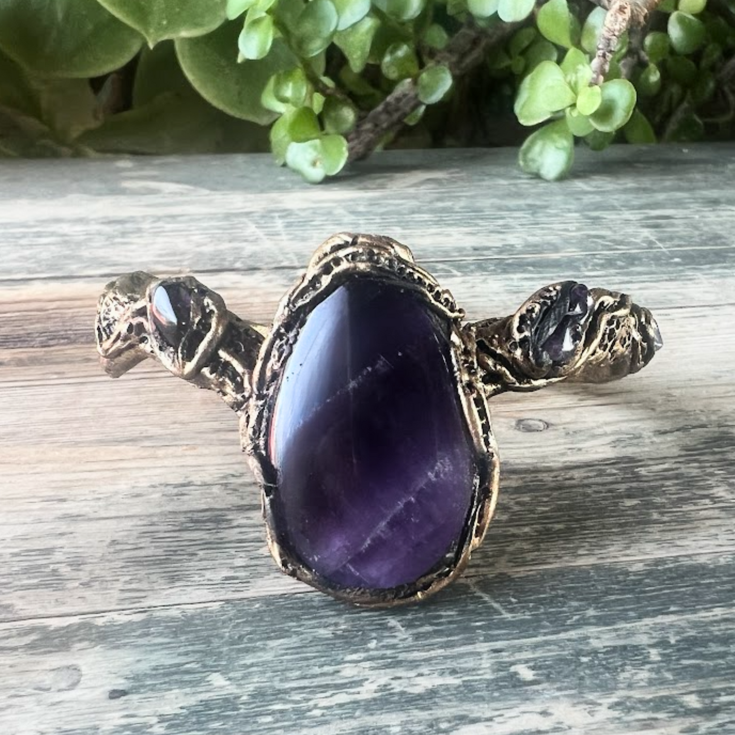 Amethyst Purple Crystal Bangle - Gemstone Cuff Bracelet