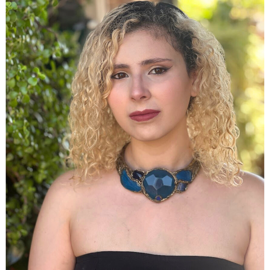 Blue Agate Stone Choker Collar Necklace – Chunky Statement Jewelry