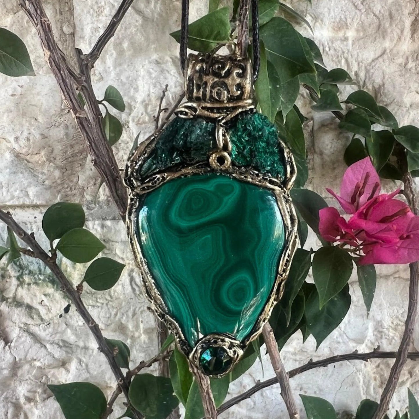 Malachite Green Protection Necklace - Unique Birthday Gift for Her