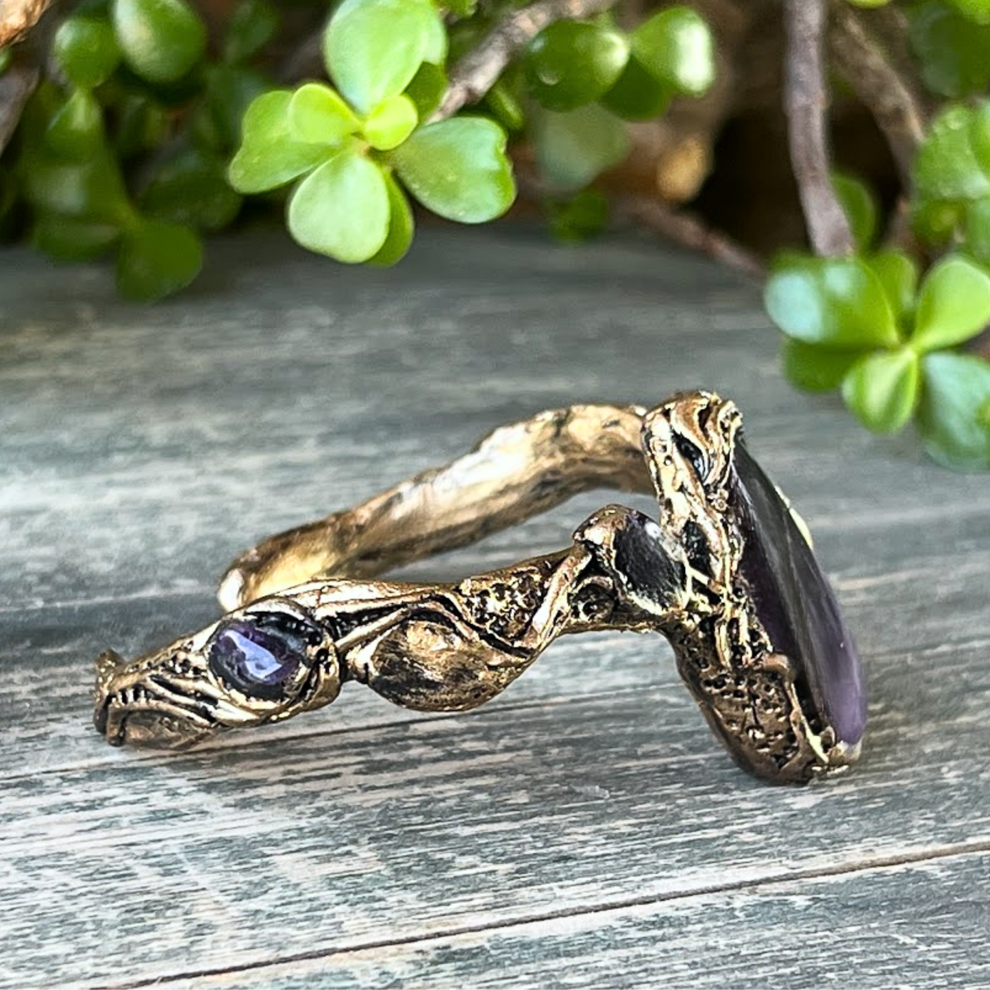 Amethyst Purple Crystal Bangle - Gemstone Cuff Bracelet
