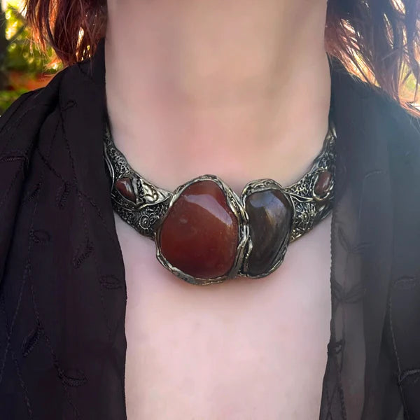 Bold Statement Carnelian Ring - Chunky Gemstone Oversized Cocktail Ring