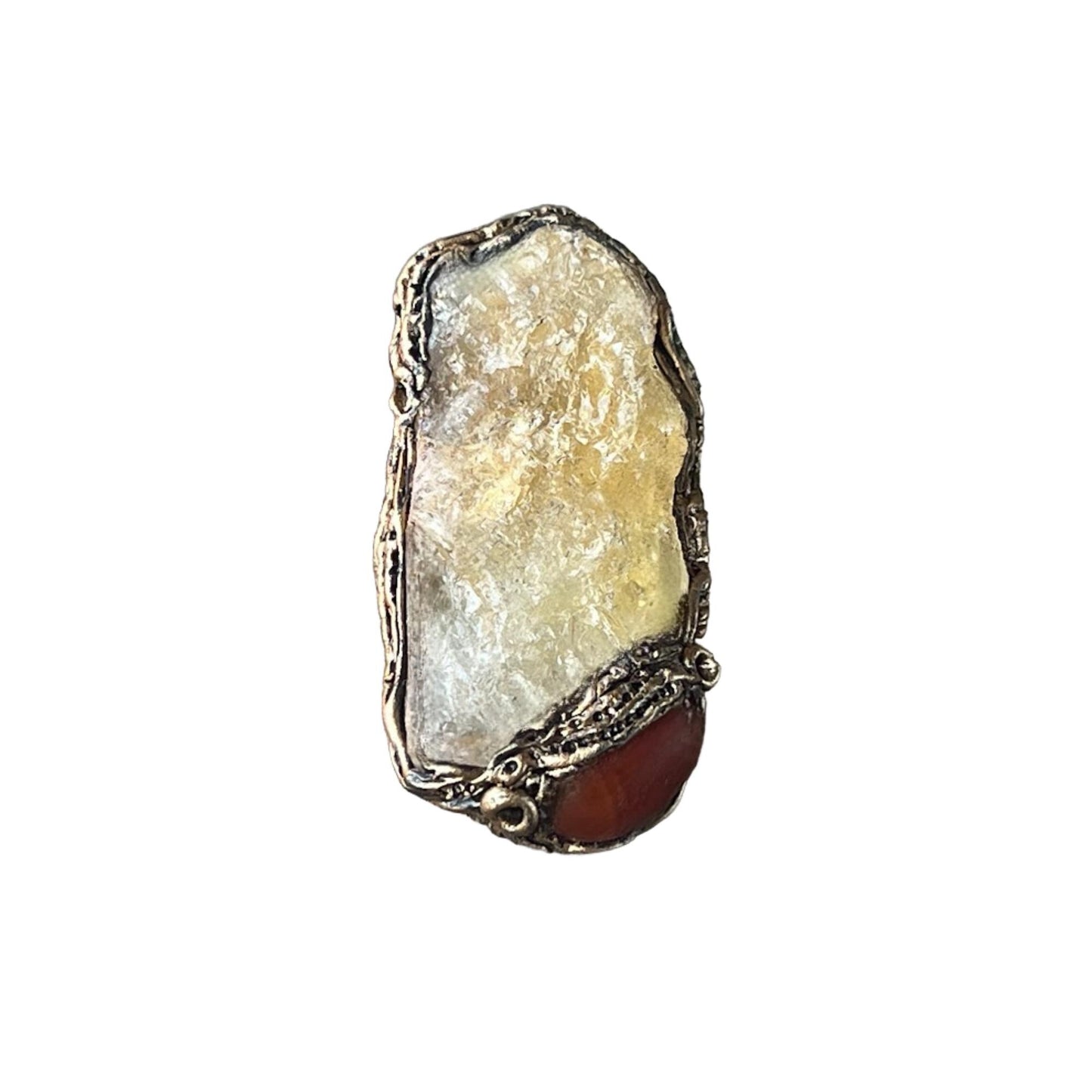 Large Statement Raw Citrine Ring, Chunky Gemstone Huge Ring