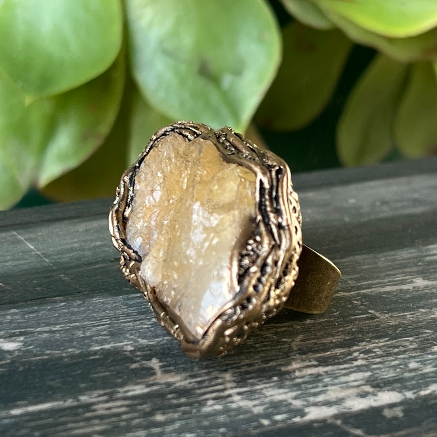 Large Statement Raw Citrine Ring, Chunky Gemstone Huge Ring