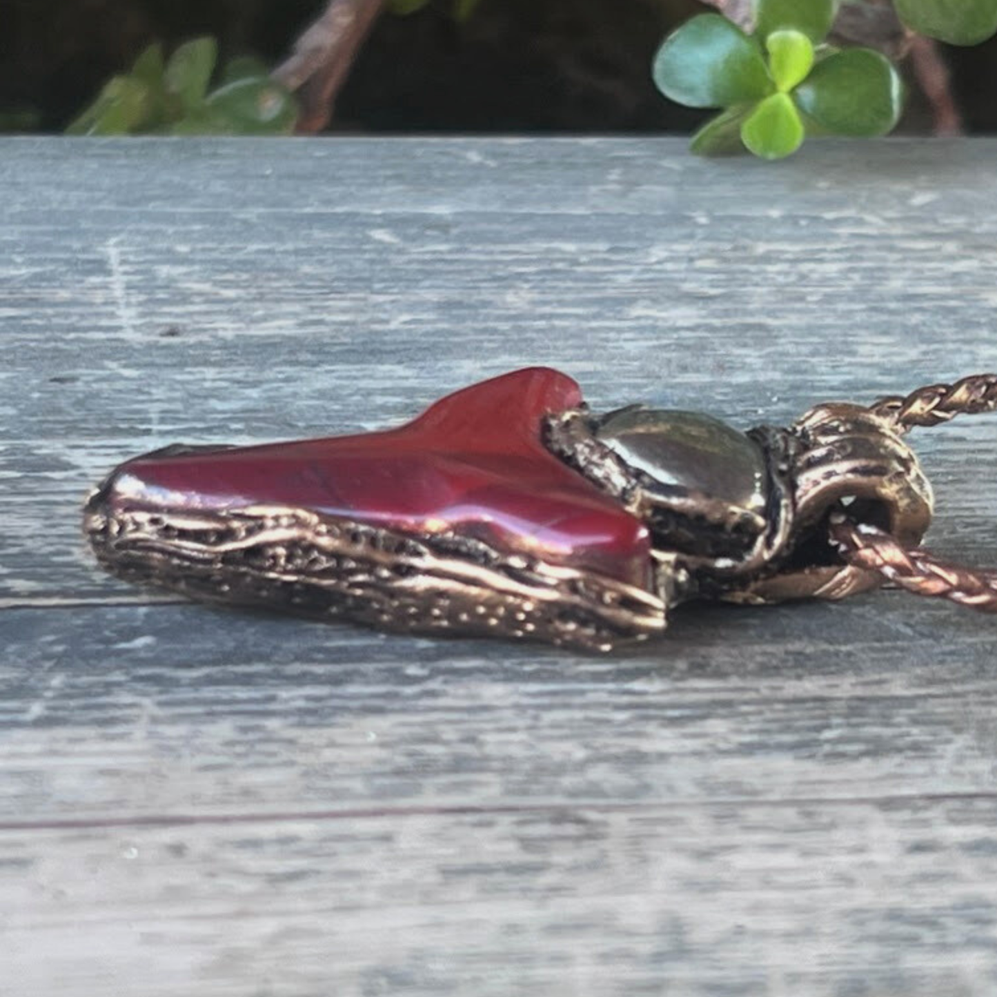 Gold Pyrite & Red Jasper Pendant Necklace – Statement Gemstone Jewelry – Abundance & Prosperity Crystal Amulet