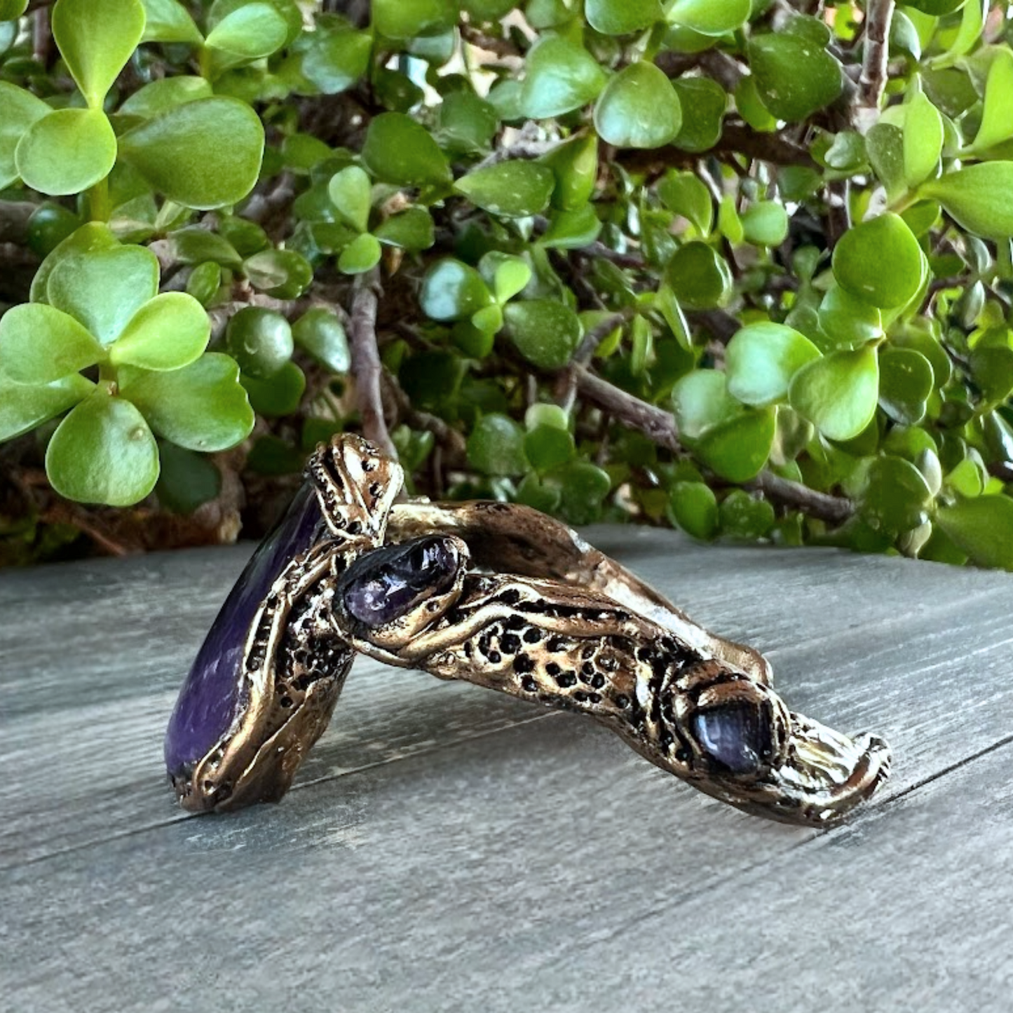 Amethyst Purple Crystal Bangle - Gemstone Cuff Bracelet