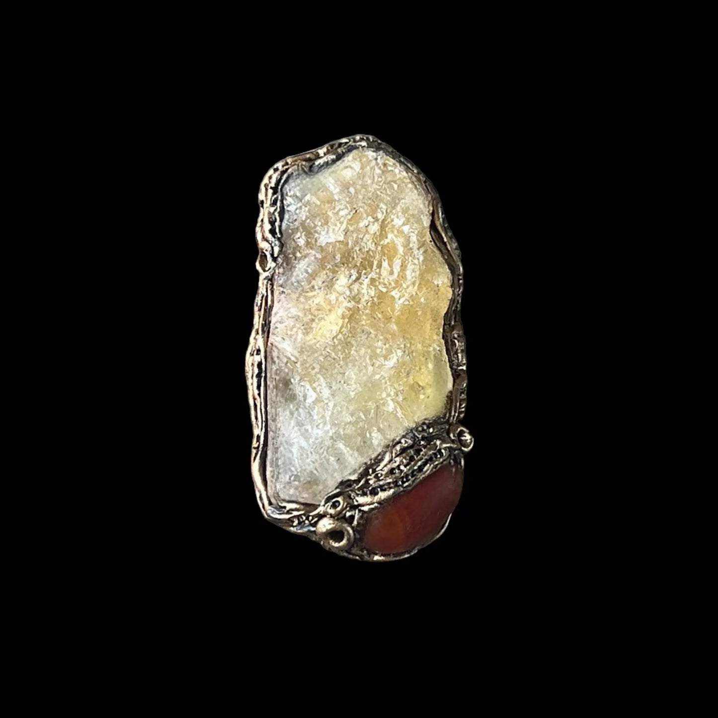 Large Statement Raw Citrine Ring, Chunky Gemstone Huge Ring