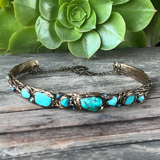 Turquoise Choker Necklace – Handmade Statement Crystal Jewelry