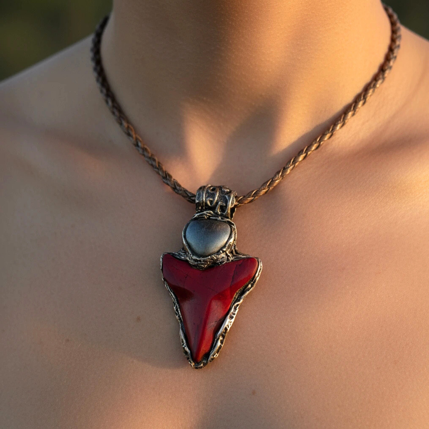 Gold Pyrite & Red Jasper Pendant Necklace – Statement Gemstone Jewelry – Abundance & Prosperity Crystal Amulet