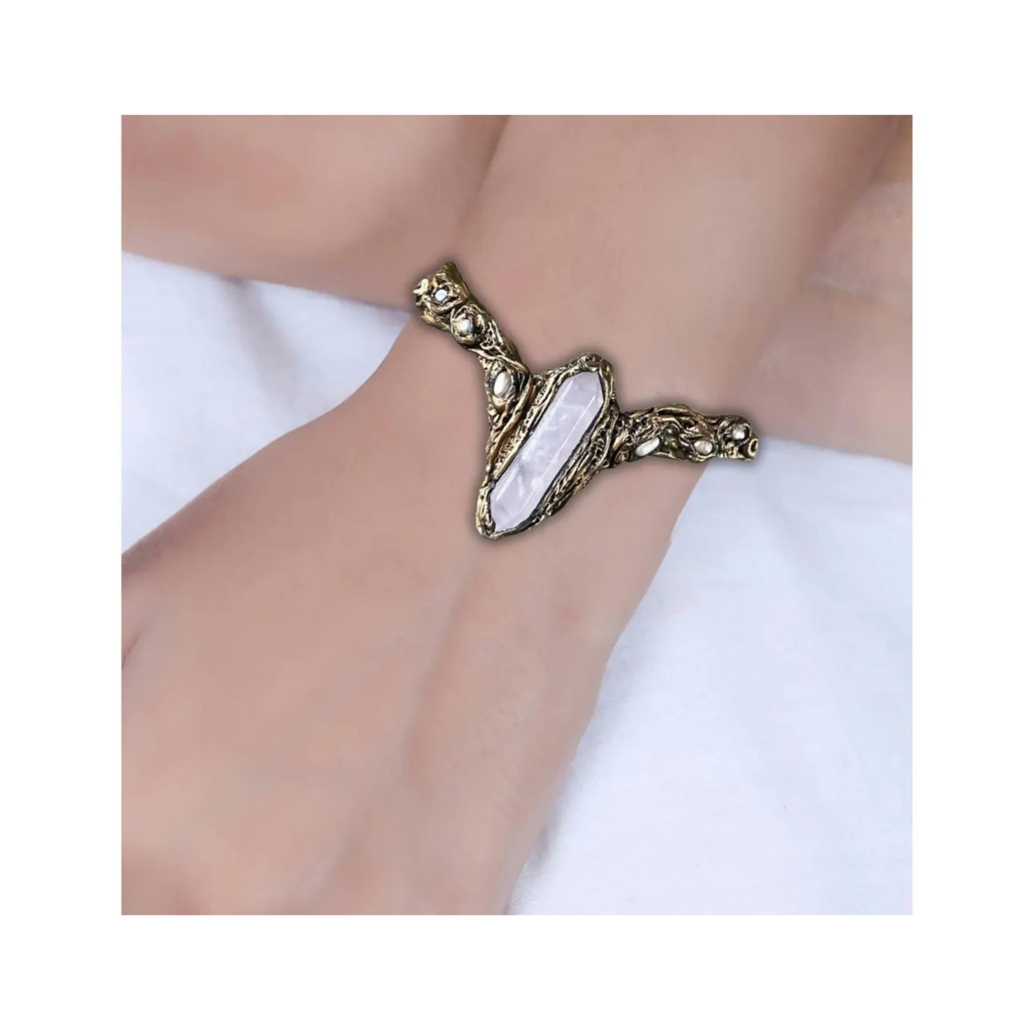 Natural Stone Choker: Mother of Pearl, Quartz, Baroque Pearls
