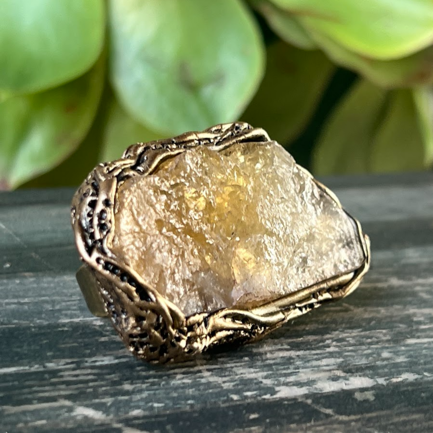 Large Statement Raw Citrine Ring, Chunky Gemstone Huge Ring