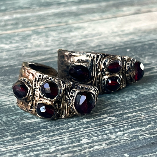 Chunky Garnet Hoop Earrings - Statement Crystal Jewelry