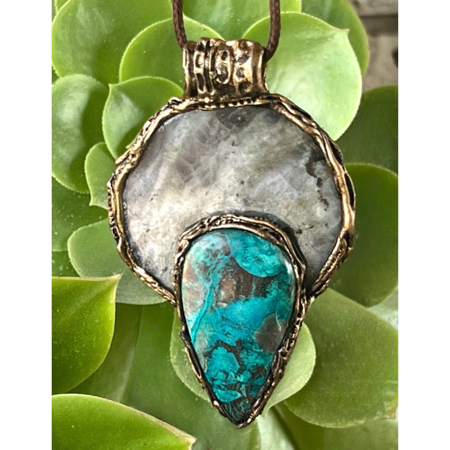 Statement Large Crystal Pendant - Labradorite & Chrysocolla Necklace