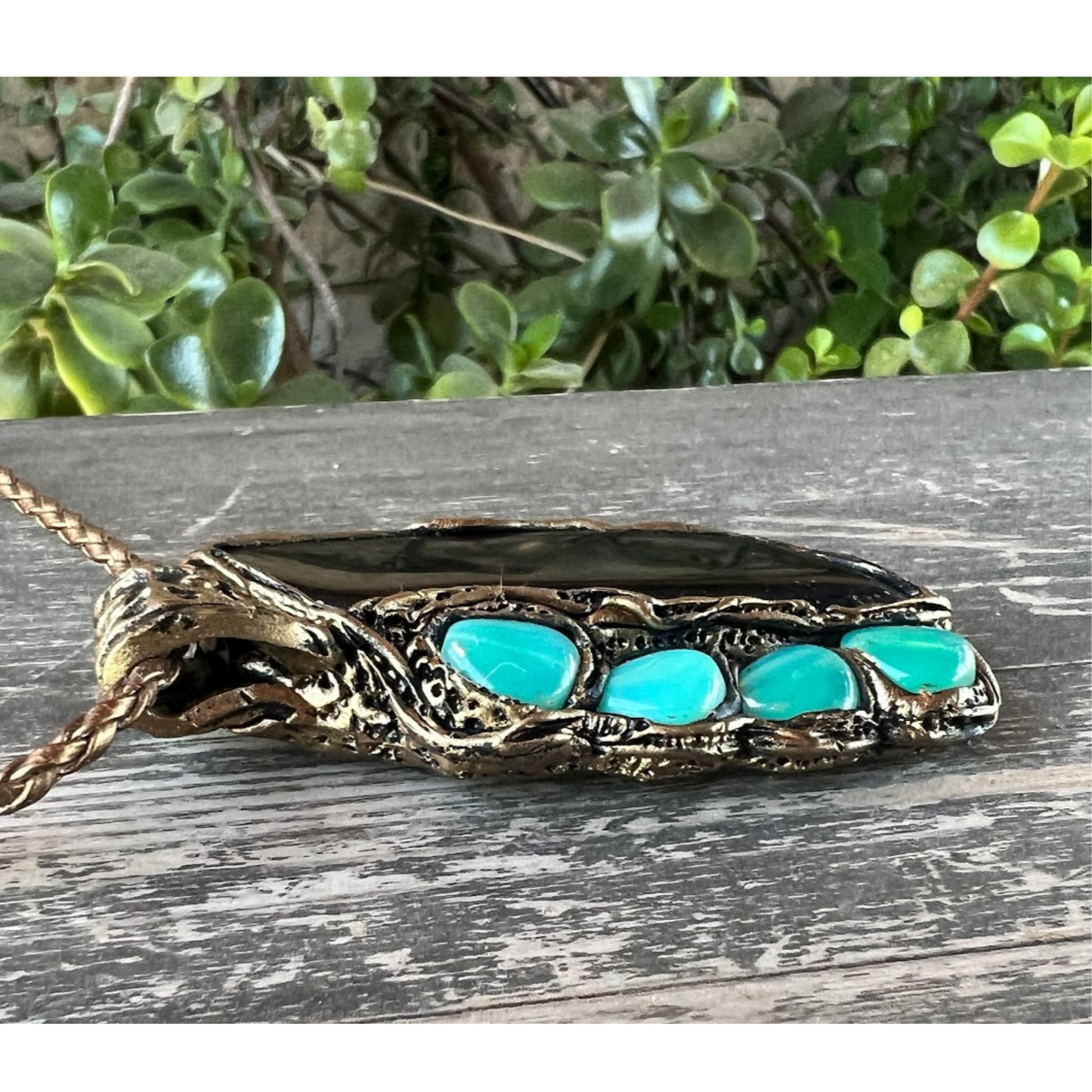 Black & Turquoise Crystal Necklace with Hawkeye Stone, Statement Gemstone Pendant, Unique Gifts for Her