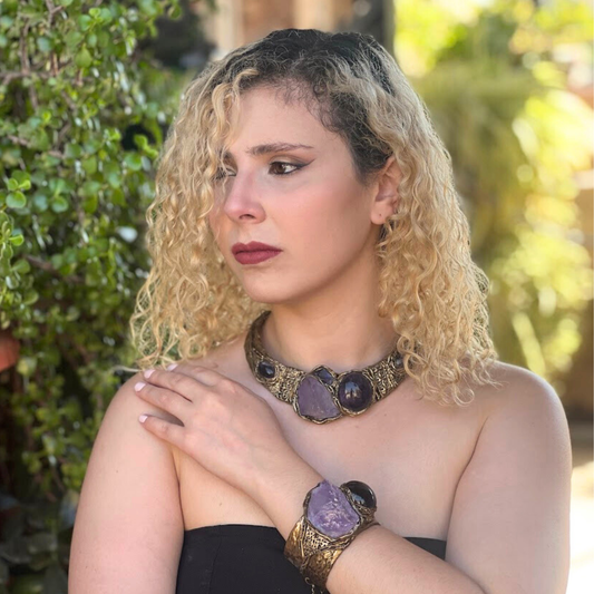 Chunky Amethyst Evening Dress Necklace - Unique Crystal Jewelry for Special Occasions