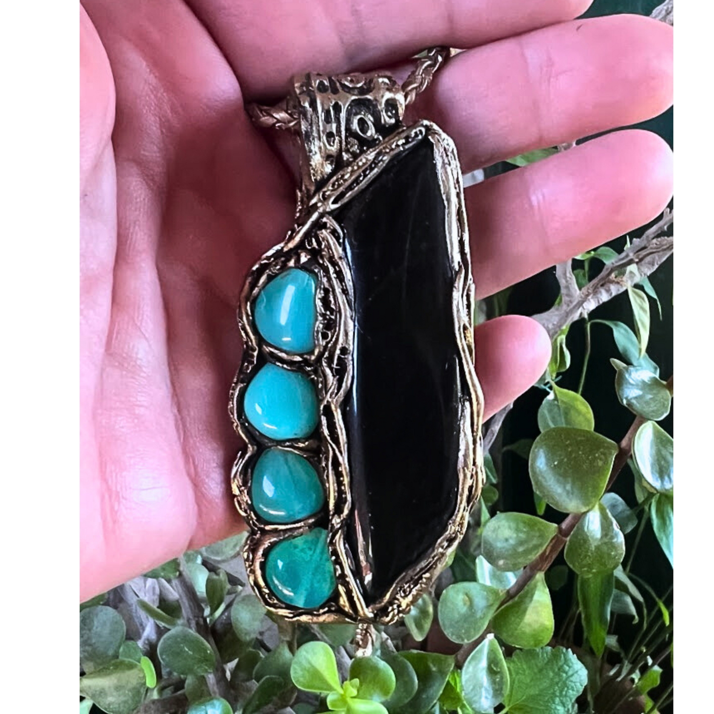 Black & Turquoise Crystal Necklace with Hawkeye Stone, Statement Gemstone Pendant, Unique Gifts for Her